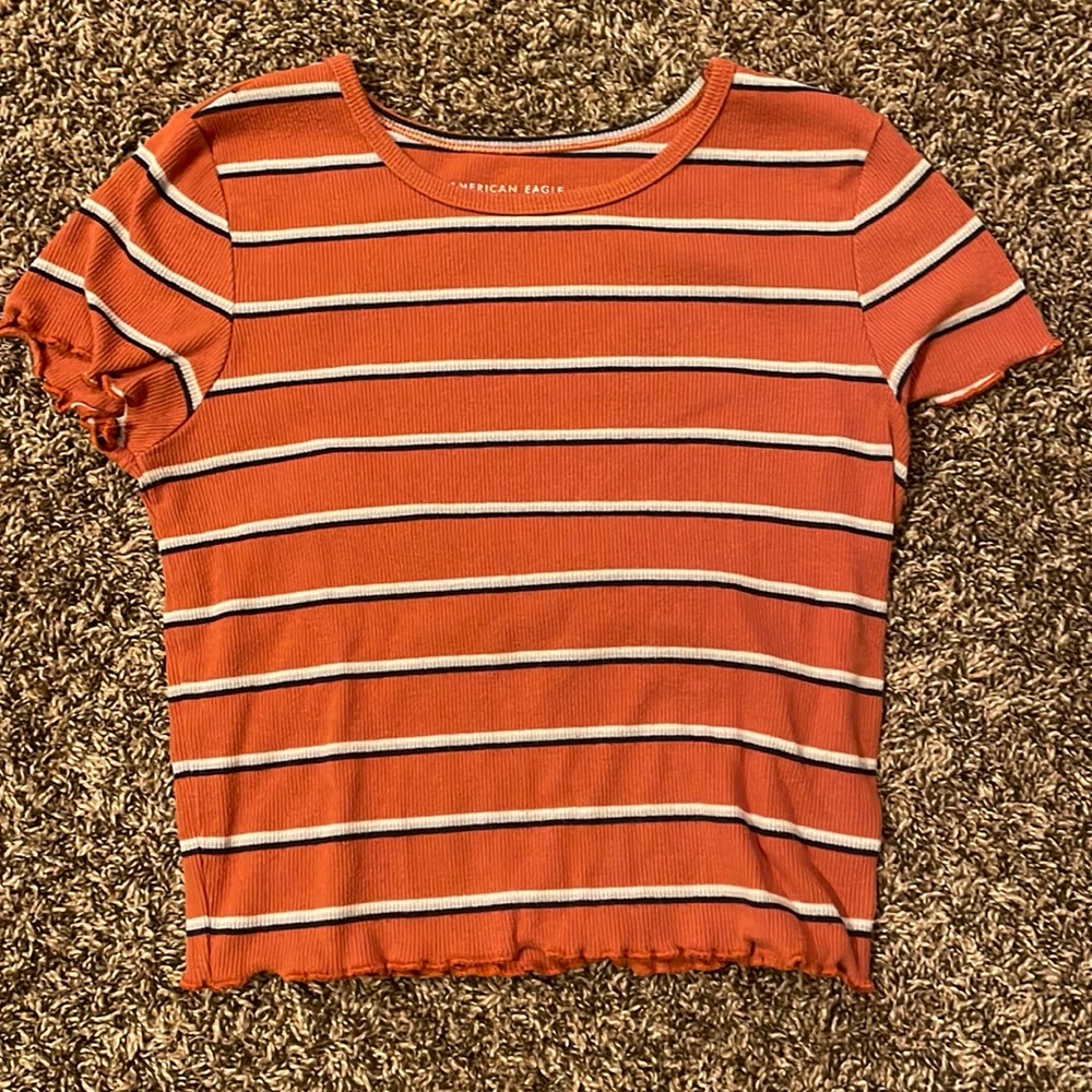 Orange striped crop top